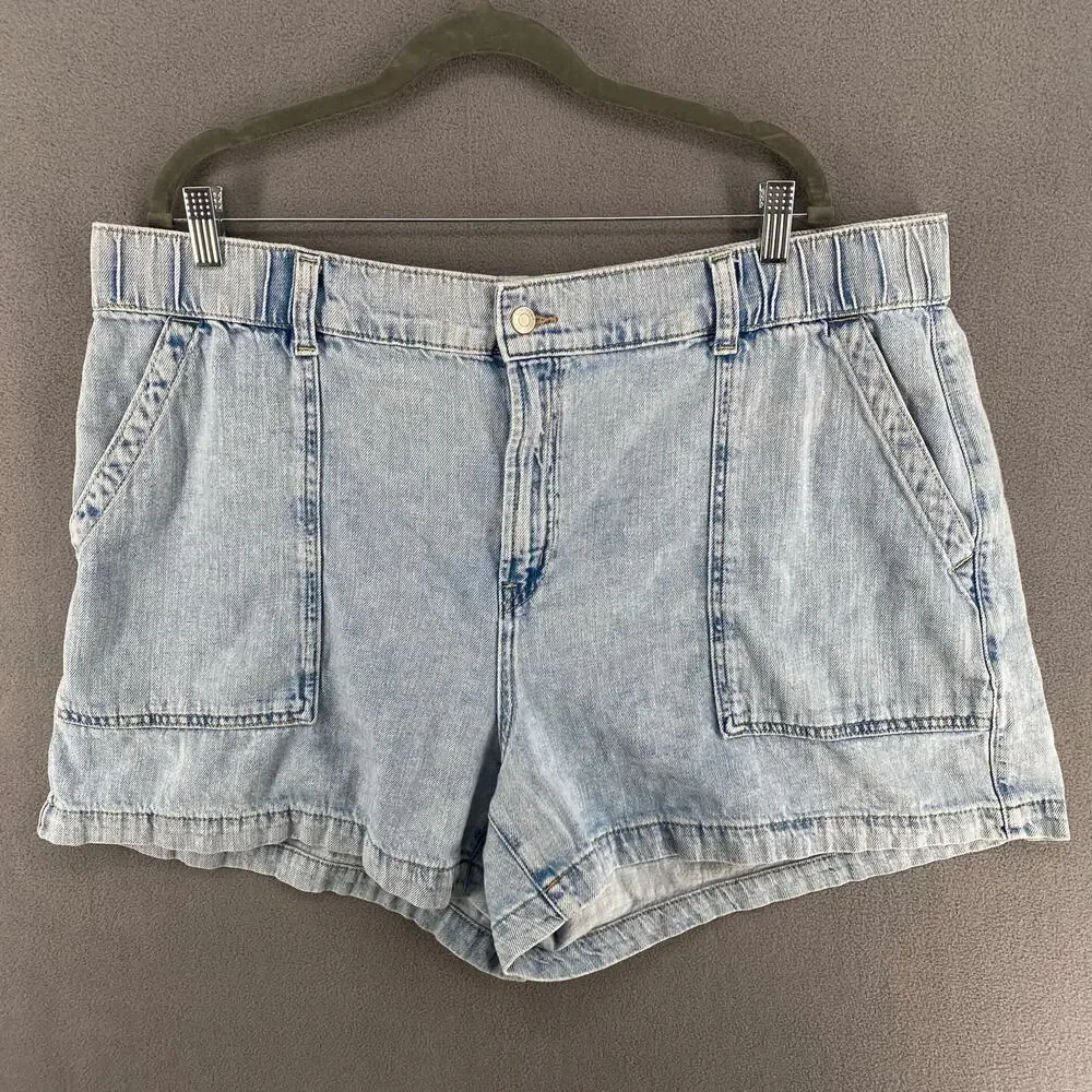 Gap Easy Utility‎ Denim Shorts Womens XXL Light Wash Blue Pockets Casual